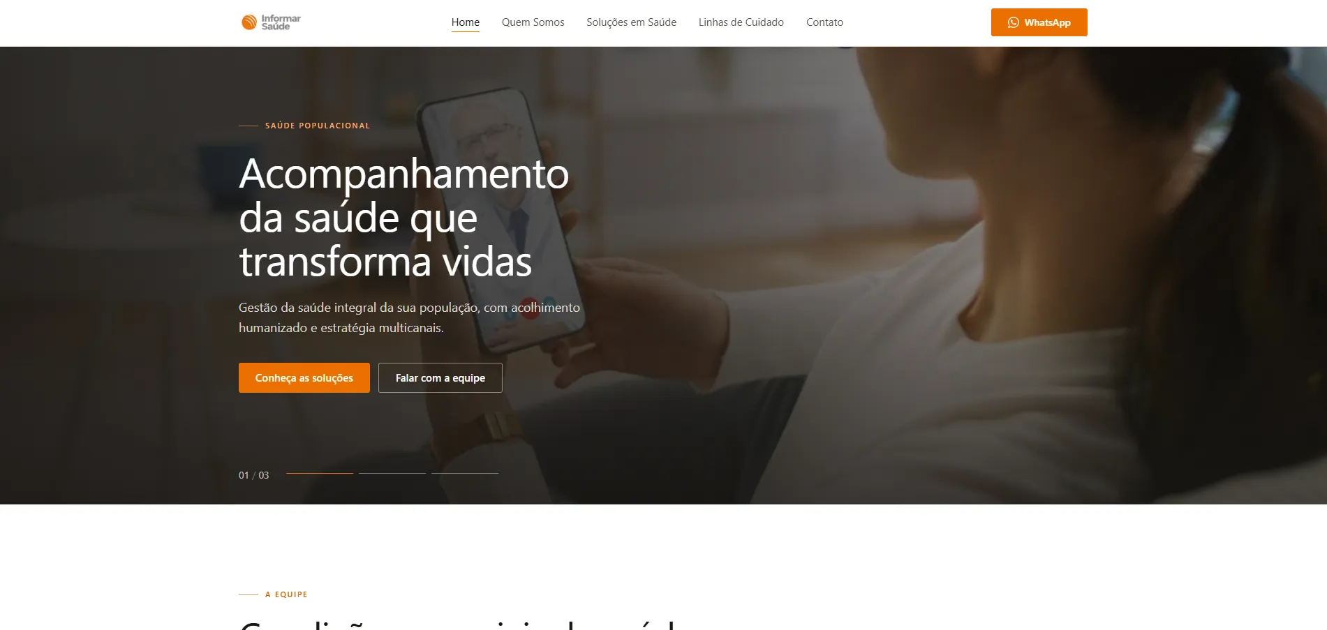 Página inicial do site da Informar Saúde