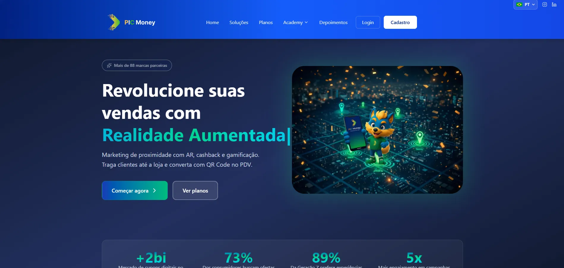 Telas do aplicativo PIC Money